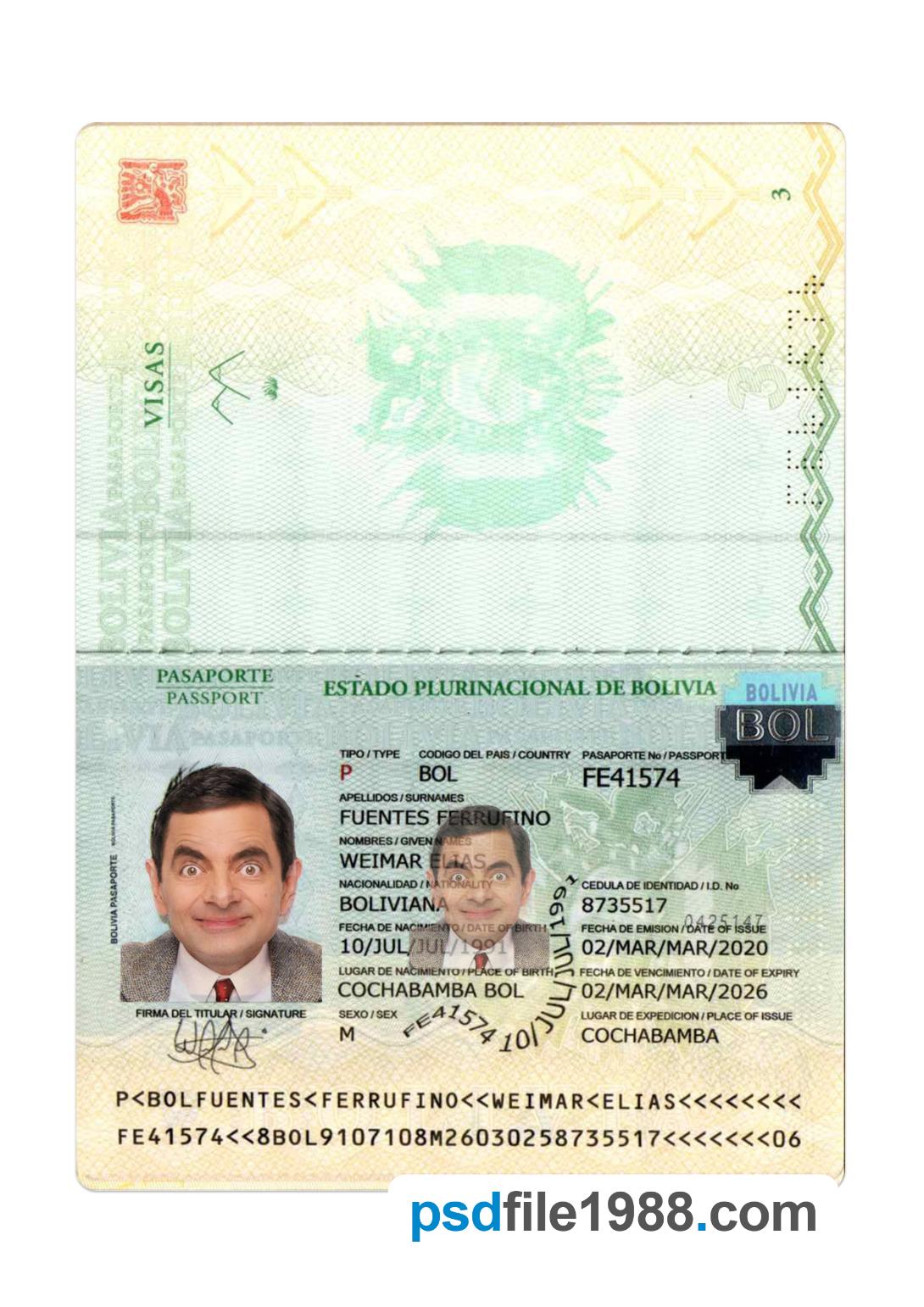 Bolivia Passport 2020-Present